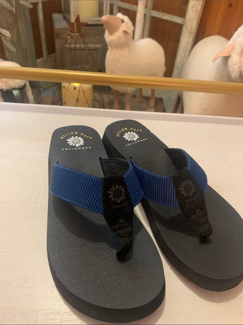Yellow Box Navy Blue and Black Women's Flip Flop Sandals